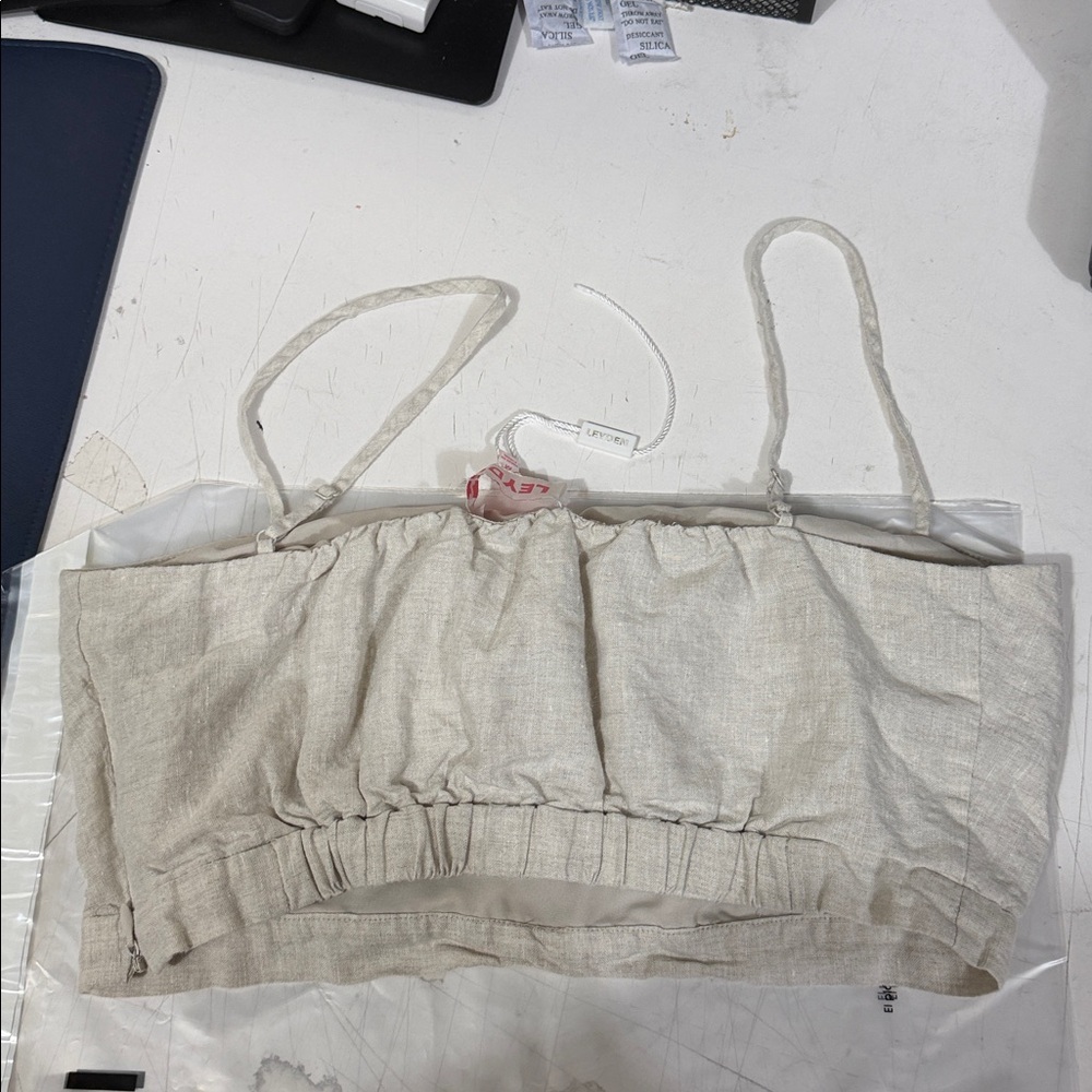 Leyden 100% Linen Cami Crop Top NWOT Size M - Picture 5 of 9